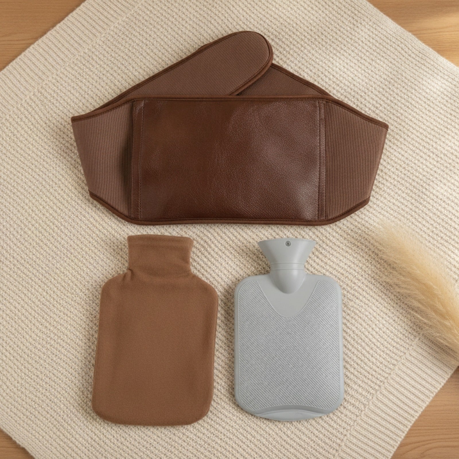 Bouillotte Eau Ceinture 3 Pièces en Velours Doux – Anti-Douleur pour Règles, Dos, Ventre et Lombaires